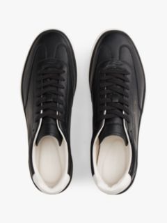 Luxe Metallic Logo Leather Trainers — Black 3