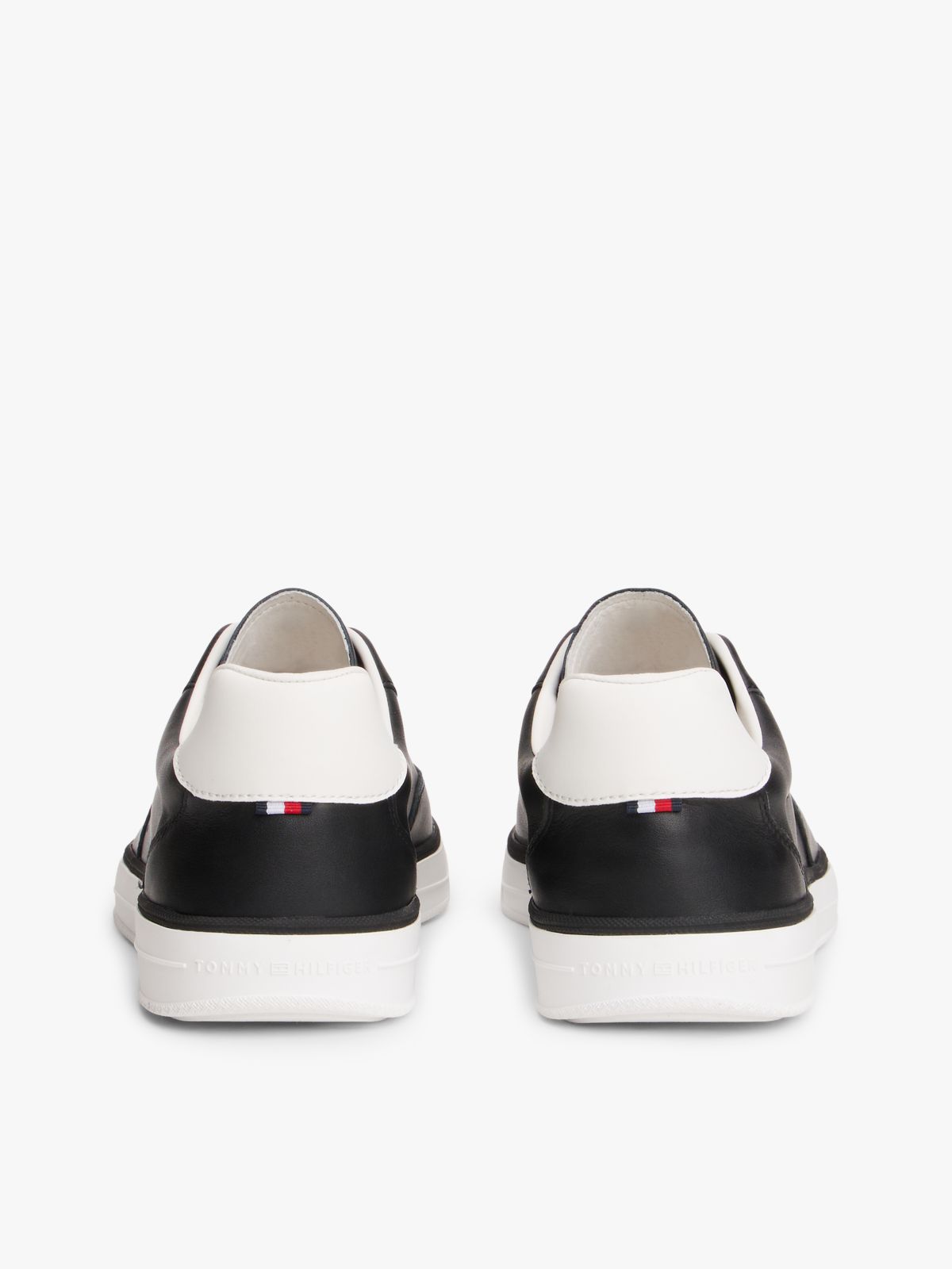 Luxe Metallic Logo Leather Trainers — Black