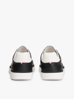 Luxe Metallic Logo Leather Trainers — Black 4