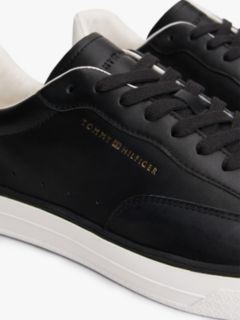 Luxe Metallic Logo Leather Trainers — Black 6