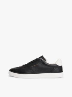 Luxe Metallic Logo Leather Trainers — Black 7
