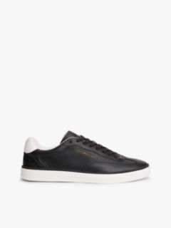 Luxe Metallic Logo Leather Trainers — Black 1