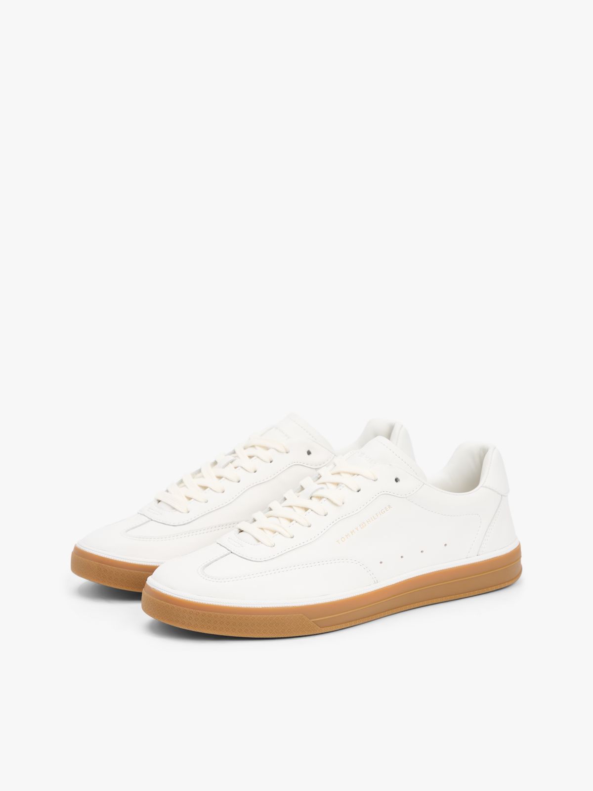 Luxe Metallic Logo Leather Trainers — White
