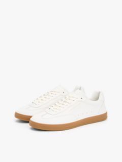 Luxe Metallic Logo Leather Trainers — White 2