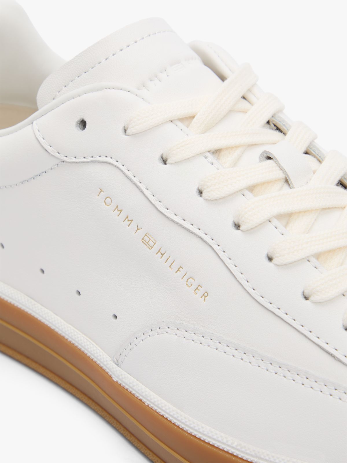 Luxe Metallic Logo Leather Trainers — White