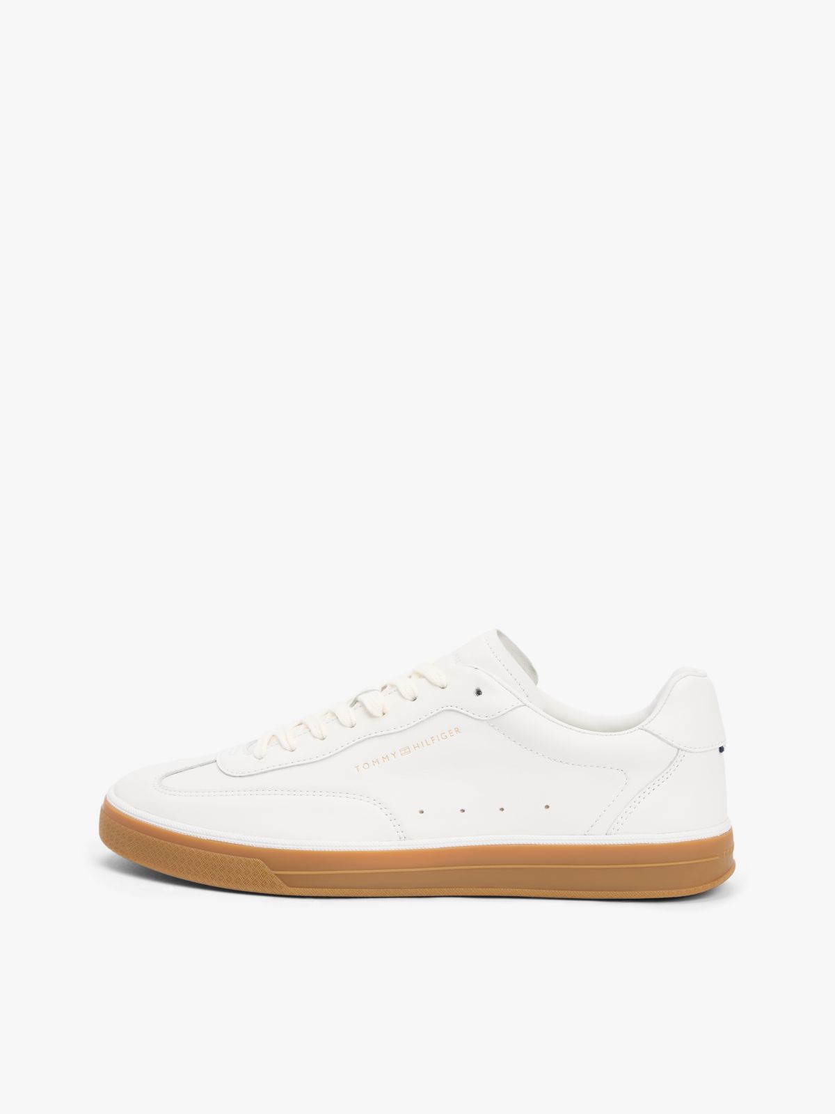 Luxe Metallic Logo Leather Trainers — White