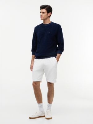 white luxe metallic logo leather trainers for men tommy hilfiger