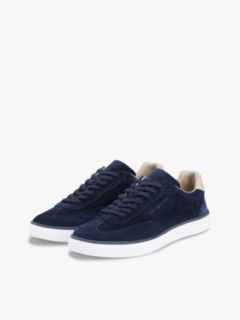 Luxe Embossed Logo Suede Trainers — Blue 2