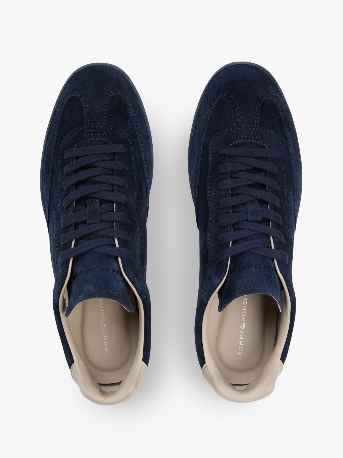 Luxe Embossed Logo Suede Trainers — Blue