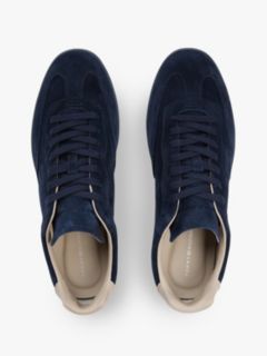 Luxe Embossed Logo Suede Trainers — Blue 3
