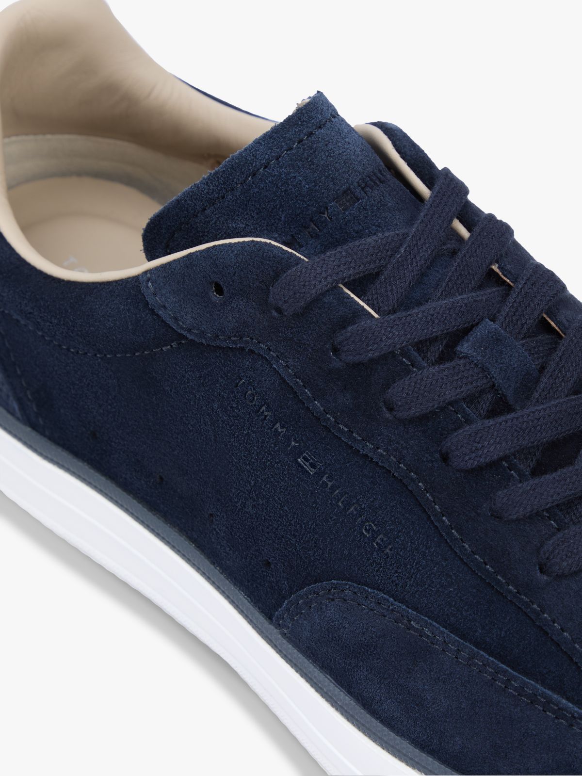 Luxe Embossed Logo Suede Trainers — Blue