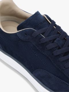 Luxe Embossed Logo Suede Trainers — Blue 6