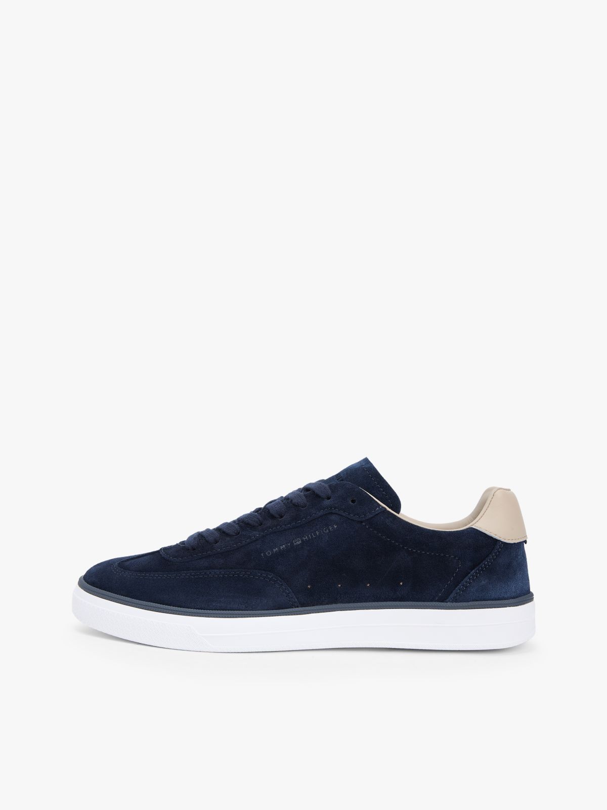 Luxe Embossed Logo Suede Trainers — Blue