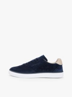Luxe Embossed Logo Suede Trainers — Blue 7