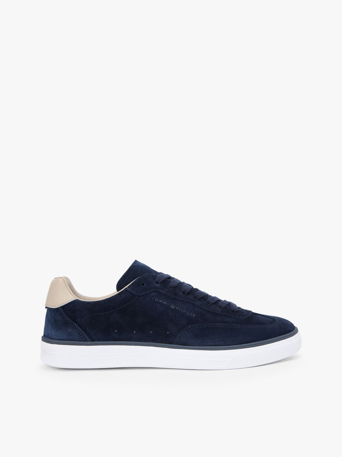 Luxe Embossed Logo Suede Trainers — Blue