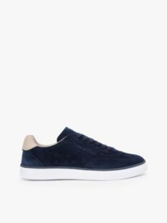 Luxe Embossed Logo Suede Trainers — Blue 1