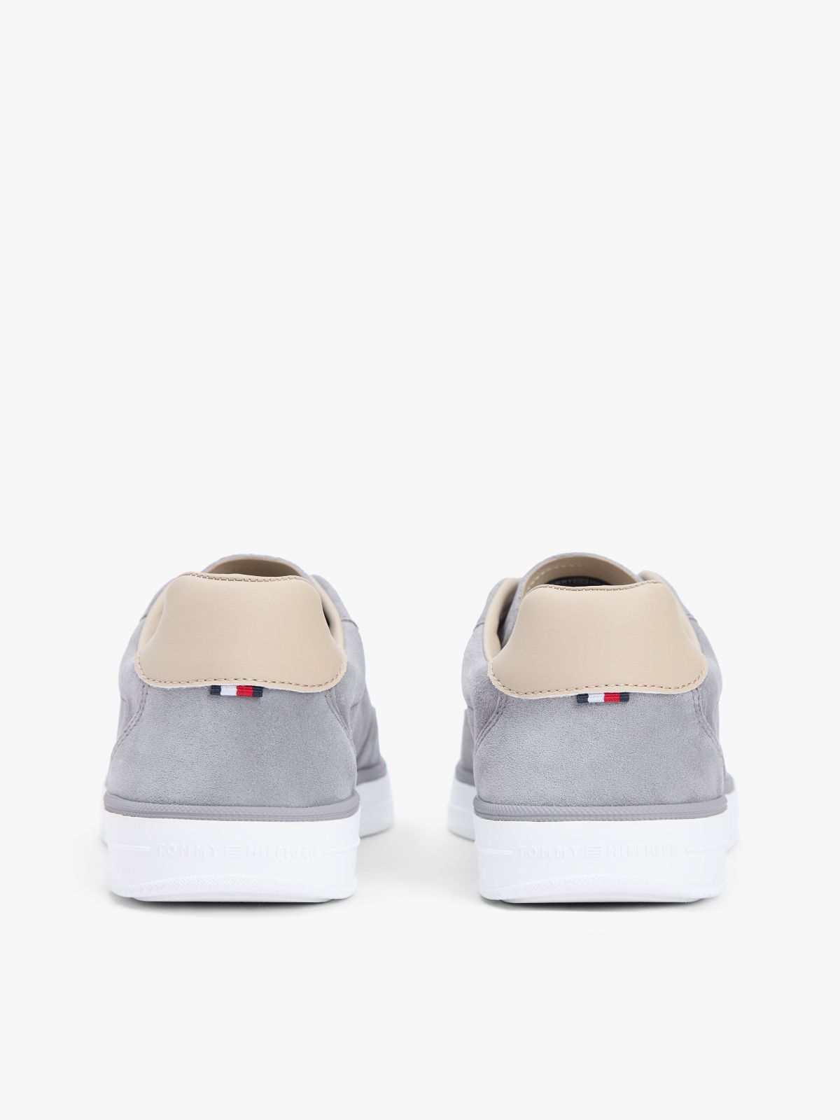 Luxe Embossed Logo Suede Trainers — Grey