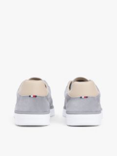 Luxe Embossed Logo Suede Trainers — Grey 4