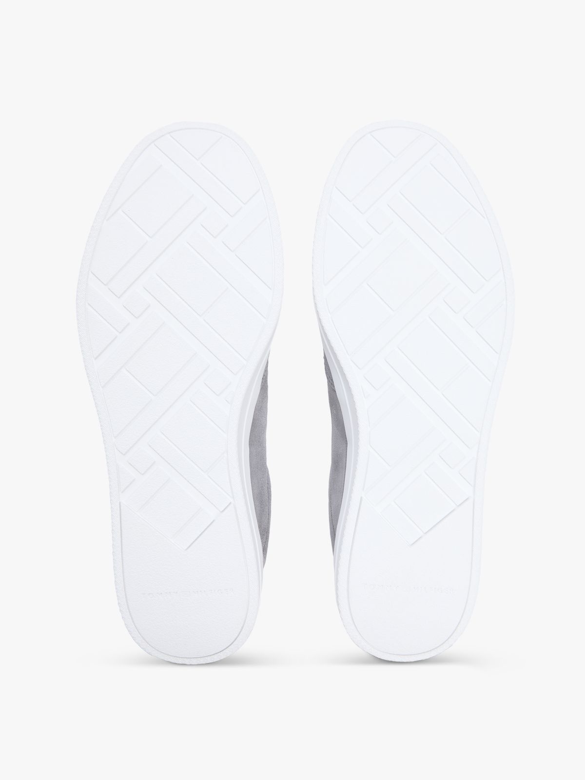 Luxe Embossed Logo Suede Trainers — Grey