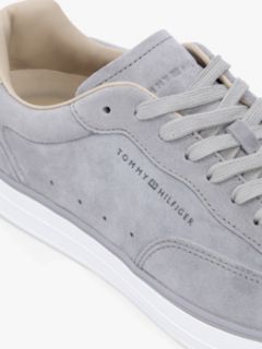 Luxe Embossed Logo Suede Trainers — Grey 6