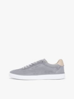 Luxe Embossed Logo Suede Trainers — Grey 7