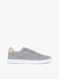 Luxe Embossed Logo Suede Trainers — Grey 1