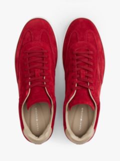 Luxe Embossed Logo Suede Trainers — Red 3