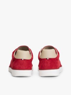 Luxe Embossed Logo Suede Trainers — Red 4