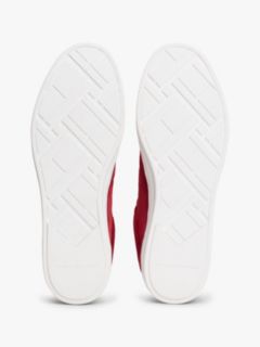 Luxe Embossed Logo Suede Trainers — Red 5