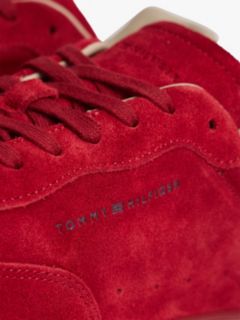 Luxe Embossed Logo Suede Trainers — Red 6