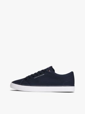 sneakers in tela con logo blu da uomini tommy hilfiger