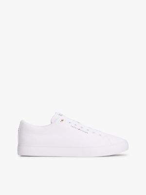 white canvas-sneaker mit logo für herren - tommy hilfiger