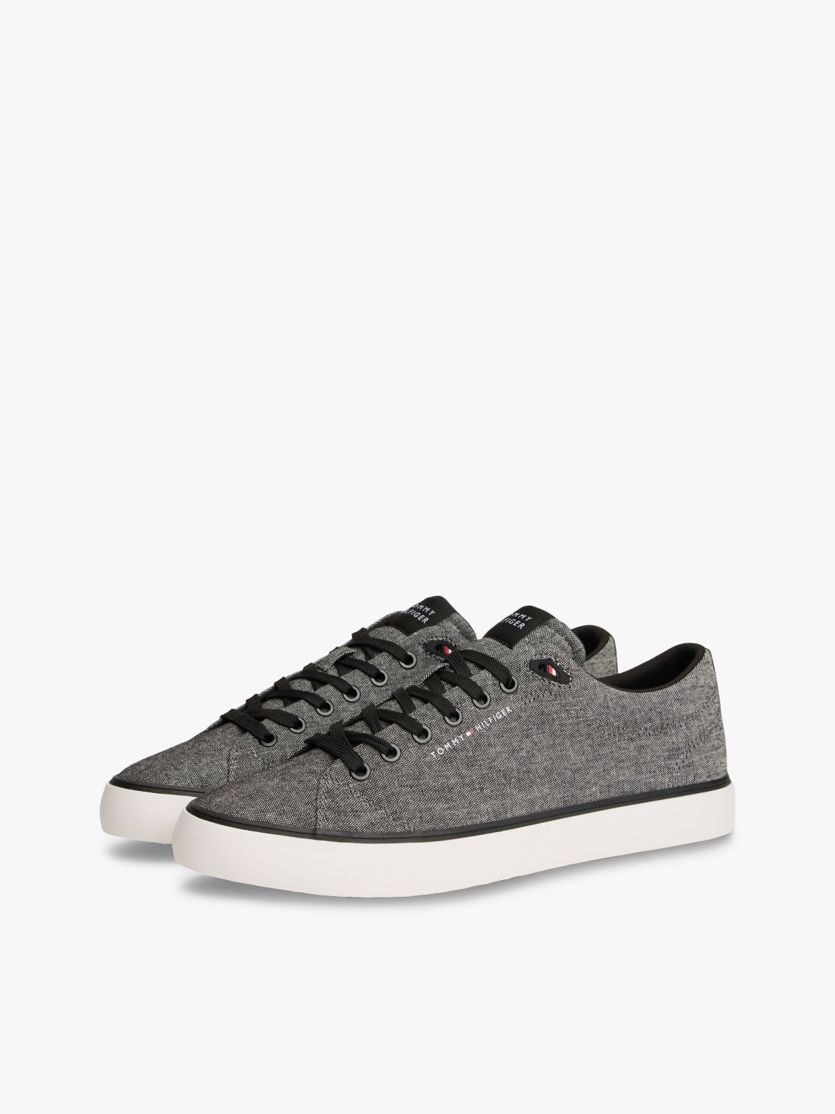 Linen Chambray Jacquard Trainers — Black