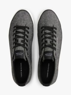 Linen Chambray Jacquard Trainers — Black 3