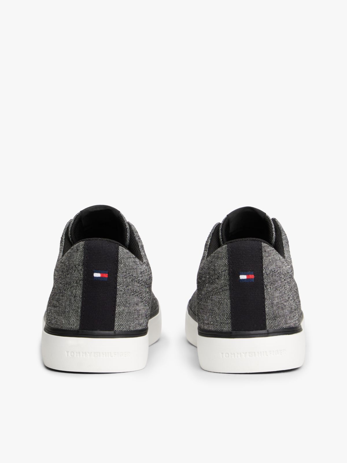 Linen Chambray Jacquard Trainers — Black