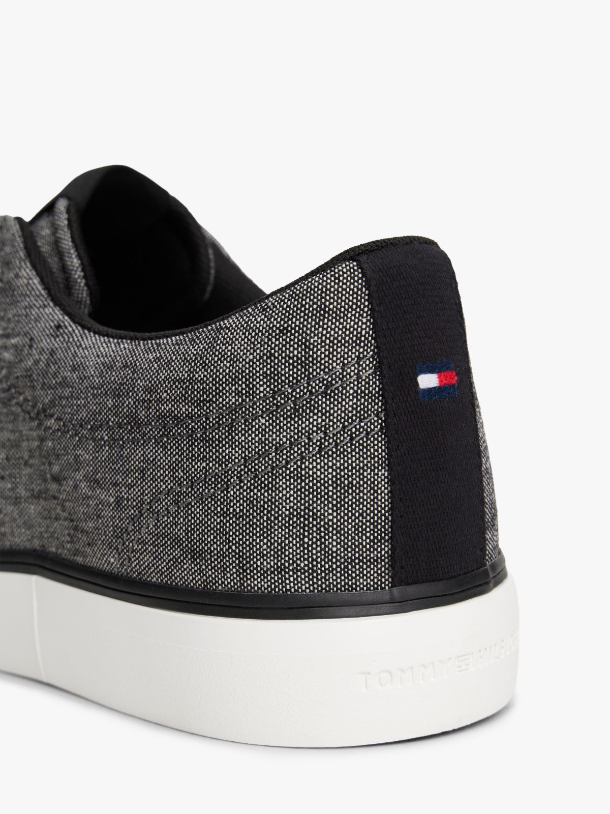 Linen Chambray Jacquard Trainers — Black