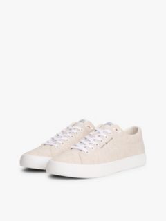 Linen Chambray Jacquard Trainers — White 2