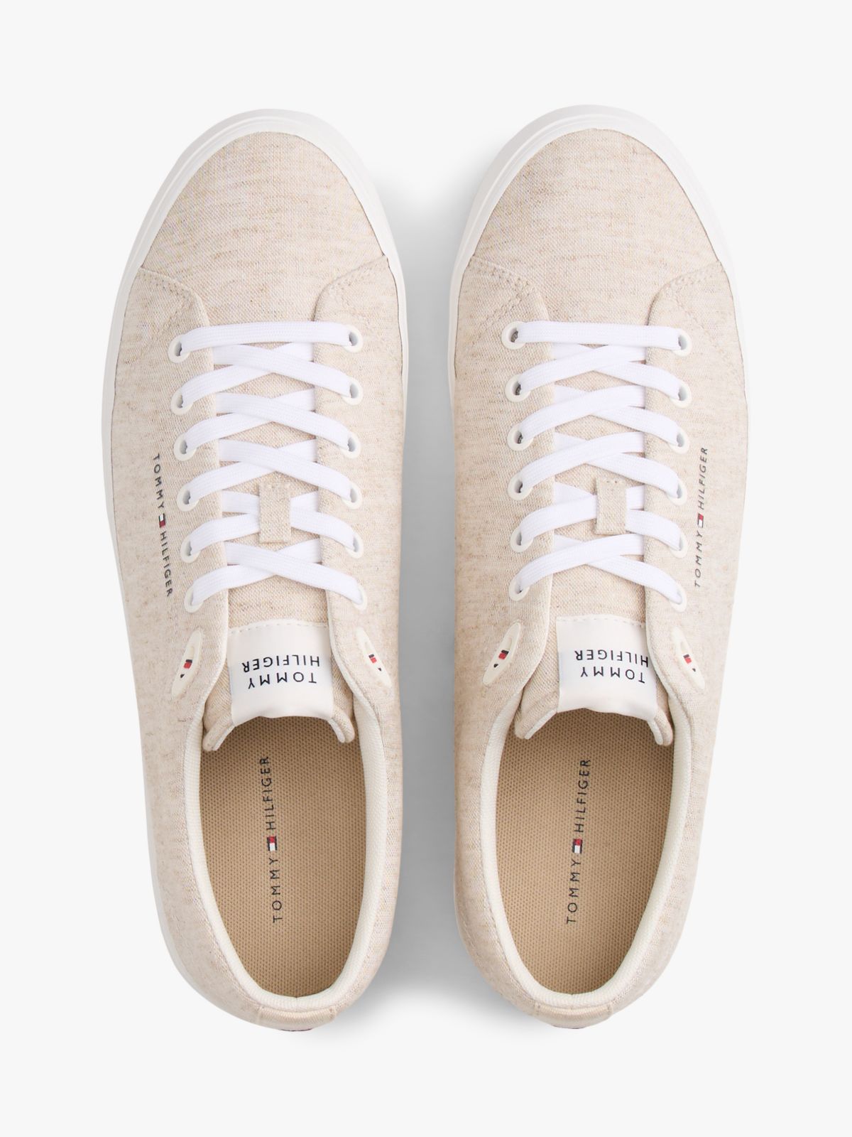 Linen Chambray Jacquard Trainers — White