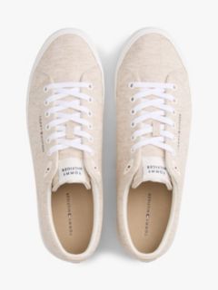 Linen Chambray Jacquard Trainers — White 3