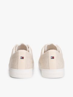 Linen Chambray Jacquard Trainers — White 4