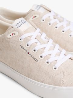 Linen Chambray Jacquard Trainers — White 6
