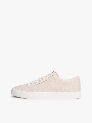 white linen chambray jacquard trainers for men tommy hilfiger