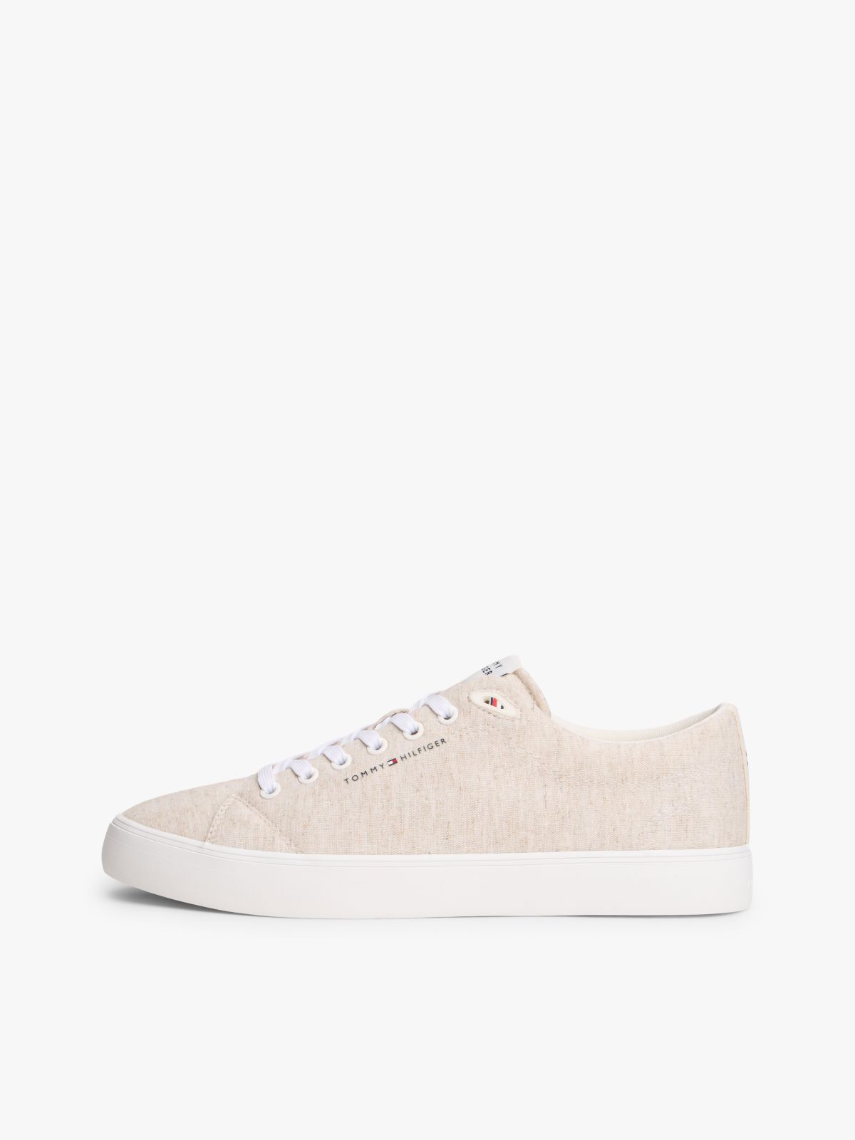 Linen Chambray Jacquard Trainers — White