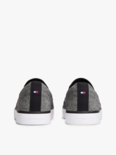 Linen Chambray Jacquard Slip-On Trainers — Black 4