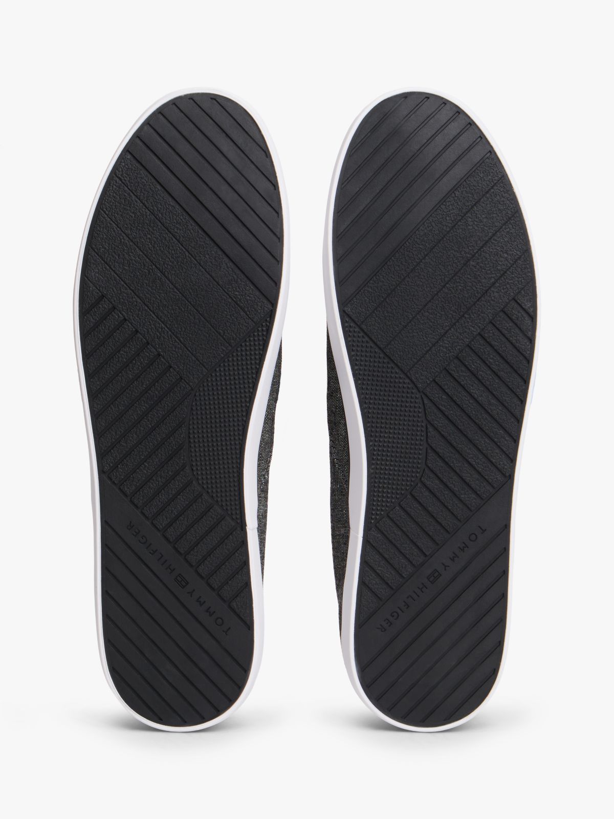 Linen Chambray Jacquard Slip-On Trainers — Black