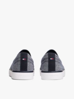 Linen Chambray Jacquard Slip-On Trainers — Blue 4