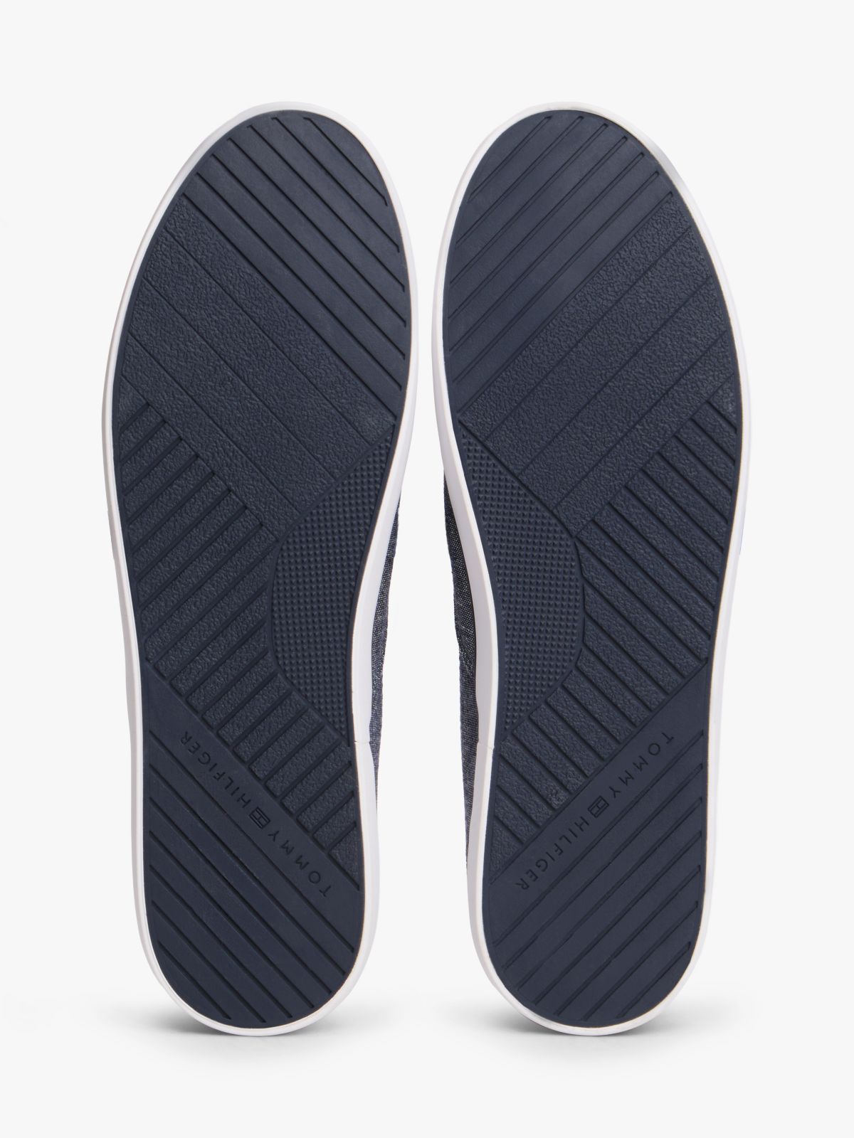 Linen Chambray Jacquard Slip-On Trainers — Blue