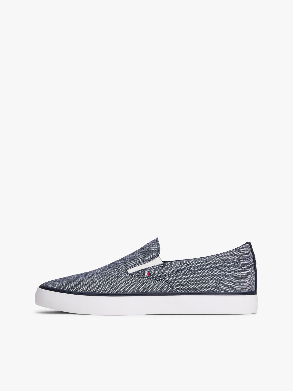 Linen Chambray Jacquard Slip-On Trainers — Blue