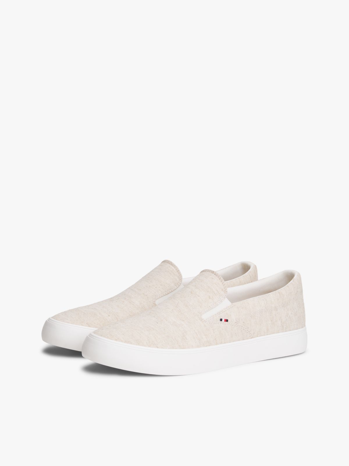 Linen Chambray Jacquard Slip-On Trainers — White
