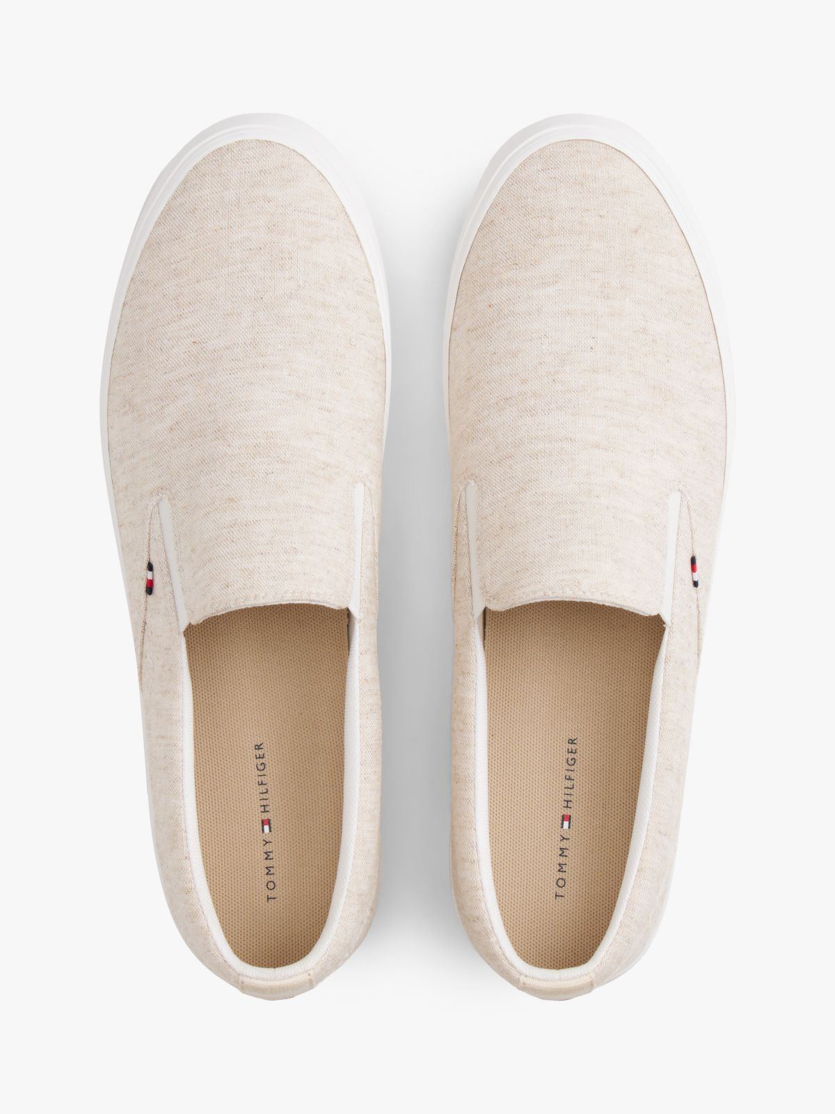 Linen Chambray Jacquard Slip-On Trainers — White
